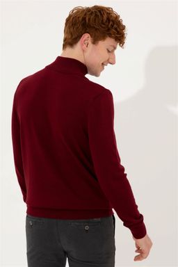 U. S. Polo Assn Мужской базовый трикотажный свитер бордового цвета с водолазкой - U.s. polo assn фото 5