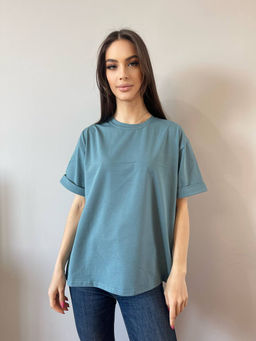 K10391 Футболка OVER SIZE ТМ_ГОЛУБОЙ