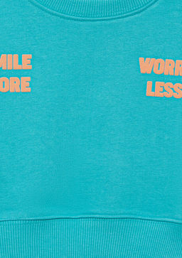 Smile More Bask?l? Yesil Sweatshirt - Mavi фото 5