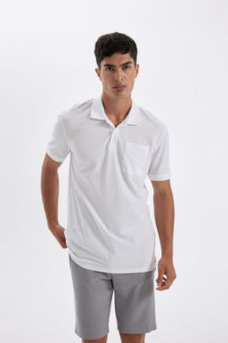 New Regular Fit K?sa Kollu Pike Basic Duz Polo Tisort
