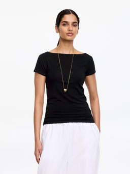 Camiseta el?stica con cuello barco - H&m фото 4