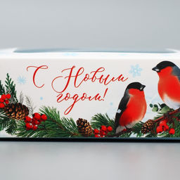 Цена за 5 шт. Коробка под 4 конфеты С Новым годом, снегири, 10.5 х 10.5 х 3.5 см - Дарите счастье фото 5