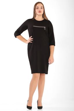 Платье черное трикотажное с рукавом три четверти - Almond фото 2