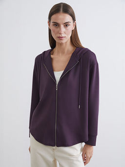 Kap??onlu Oversize Kad?n Fermuarl? Sweatshirt