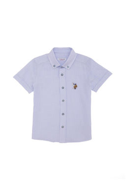 Рубашка для мальчика U.s. Polo Assn с коротким рукавом голубая из хлопка  фото 6