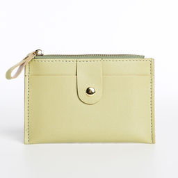 Картхолдер с монетницей на молнии, на 3 карты, с окошком, светло-зелёный