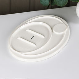 Блюдо с соусником Доляна, 30×22.5 см, фарфор, белое