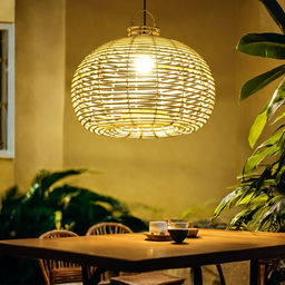 Светильник потолочный из ротанга «Кинта», 1×120 Вт, Е27, 40×40×32 см