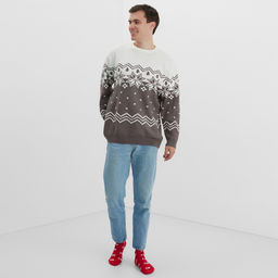 Свитер вязаный новогодний KAFTAN Scandinavia, размер 44, серый