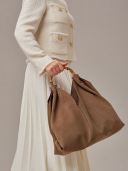 Замшевая сумка Bamboo DBR 30990 серо-коричневый  фото 4