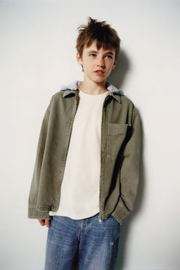 TWILL OVERSHIRT WITH DETACHABLE HOOD - Zara фото 5