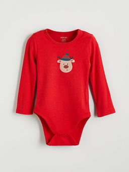 Geyik Bask?l? K?z Uzun Kollu Erkek Bebek ??t??tl? Body 2li