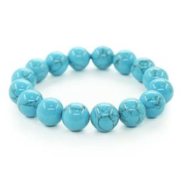 Браслет "Классика" бирюза имитация, круглые 12мм