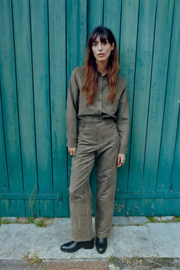 FAUX SUEDE STRAIGHT-LEG TROUSERS - Zara фото 6