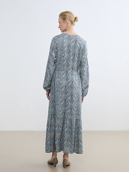 Bisiklet Yaka Desenli F?rf?rl? Elbise