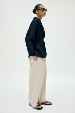 CHAQUETA TRENCH CON LINO CINTUR?N / Marino - Zara фото 5