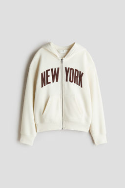 Chaqueta sudadera bordada con capucha y cremallera