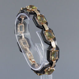 Браслет Октагон из черной керамики с Султанитом покрытие под золото, длина 18см - Agat77 фото 2