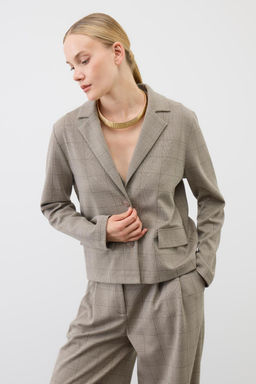 ЕВТ 3336/кремовый,клетка глен жакет жен