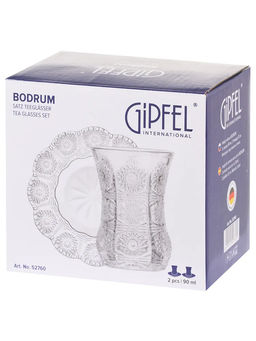 52760 GIPFEL Набор чайный BODRUM: 2 армуда 90мл, 2 блюдца 12см. Материал: хрустальное стекло