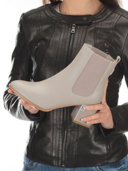 01-PCM359-2 GRAY/BEIGE Ботинки Челси демисезонные женские (натуральная кожа, байка)