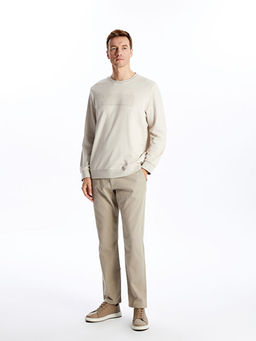 Bisiklet Yaka Uzun Kollu Bask?l? Erkek Sweatshirt