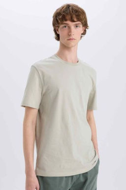 New Regular Fit Bisiklet Yaka Basic Duz K?sa Kollu Tisort