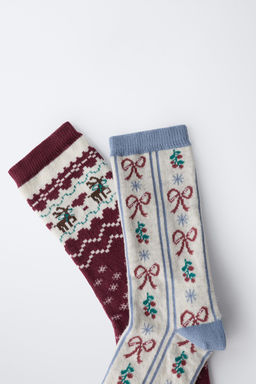 2-PACK OF LONG GREEK KEY AND BOW SOCKS - Zara фото 3