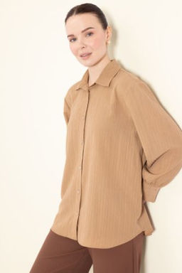Regular Fit Basic Duz Uzun Kollu Gomlek Tunik