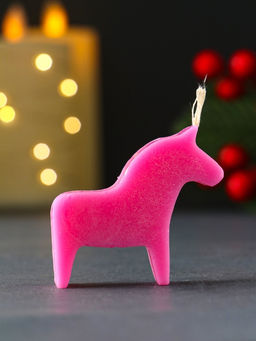 Цена за 2 шт. Декоративная свеча новогодняя «Лошадка мини», 55×50 мм, розовый