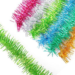 Цена за 10 шт. Мишура новогодняя «Металлическая» цветная, на проволоке, d=5 см, L-200 см, МИКС