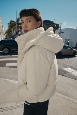 FAUX SHEARLING HOOD WATER-REPELLENT WINDPROOF ANORAK - Zara фото 17