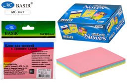 Цена за 2 шт. Блок самоклеящийся Basir 76*101мм 100л., 5 пастельных цветов (MC-3477)