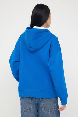 Teen Saks Kal?n Ici Polarl? Oversize/Genis Kal?p Kapusonlu Basic Orme Sweatshirt TWOAW24SW00103