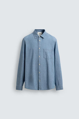 Рубашка Camisa relaxed fit chambray синяя