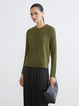 Bisiklet Yaka Kendinden Desenli Kad?n Triko H?rka