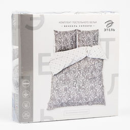 Постельное белье Этель 2 сп Вензель серебро 175*215 см, 200*220 см,70*70 см -2 шт  фото 5
