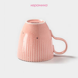 Кружка Доляна Коралл, 350 мл, фарфор, розовая  фото 3