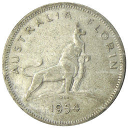 1 флорин (2 шиллинга) 1954 года Австралия  Королевский визит Елизаветы II