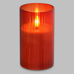 Свеча в цветной колбе, восковая, светодиодная на батарейках д7,5см h12,6см, свет теплый, с мерцанием, колба стекло, цвет терракотовый, питание от 2-х батареек АА (в комплект не входят), в коробке (Китай)