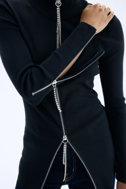 Top con cremallera y detalles de strass - H&m фото 2