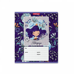 Цена за 10 шт. Тетрадь школьная ученическая ErichKrause Bluecurl, 12 листов, линейка (в плёнке по 10 шт.)