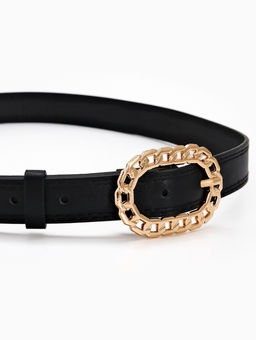 Ремень женский «Кружево», 110×2.5 см, пряжка металл, золотистая, чёрный