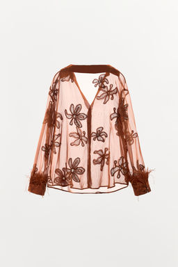 CAMISA SEMITRANSPARENTE LENTEJUELAS PLUMAS / Caldero - Zara фото 9