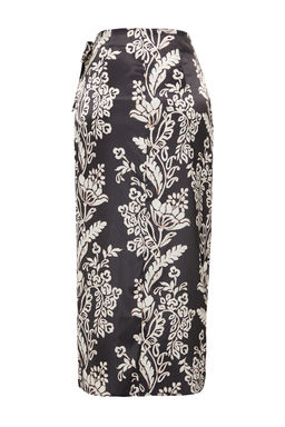 Cok Renkli Onden Baglama Detayl? Kruvaze Kapama Saten Midi Dokuma Etek TWOSS24ET00128