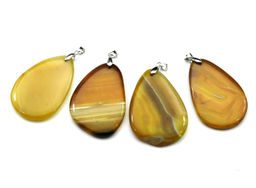 Подвеска из агата тонированного т.капля 40*55мм цв.желтый