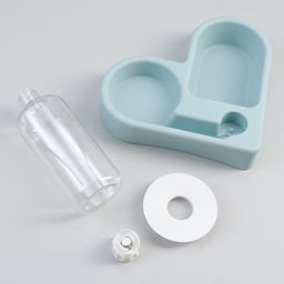 Миска двойная с автопоилкой (съёмная бутылка) 28 х 23 х 20,5 см, голубая - Пижон фото 5