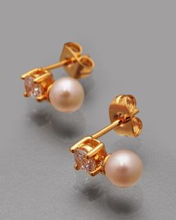 Pearls Melody Серьги с жемчужинами и кубическими цирконами, желтая позолота