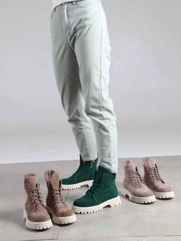 Ботинки 228.V.1541be. Зеленый замша/Шерсть