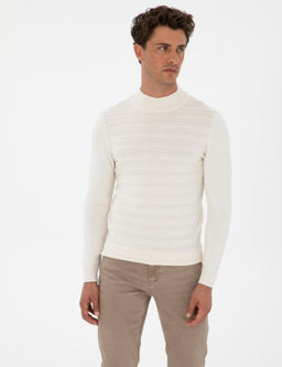 Ekru Slim Fit _eyrek Yaka Triko Kazak - Pierre cardin фото 3